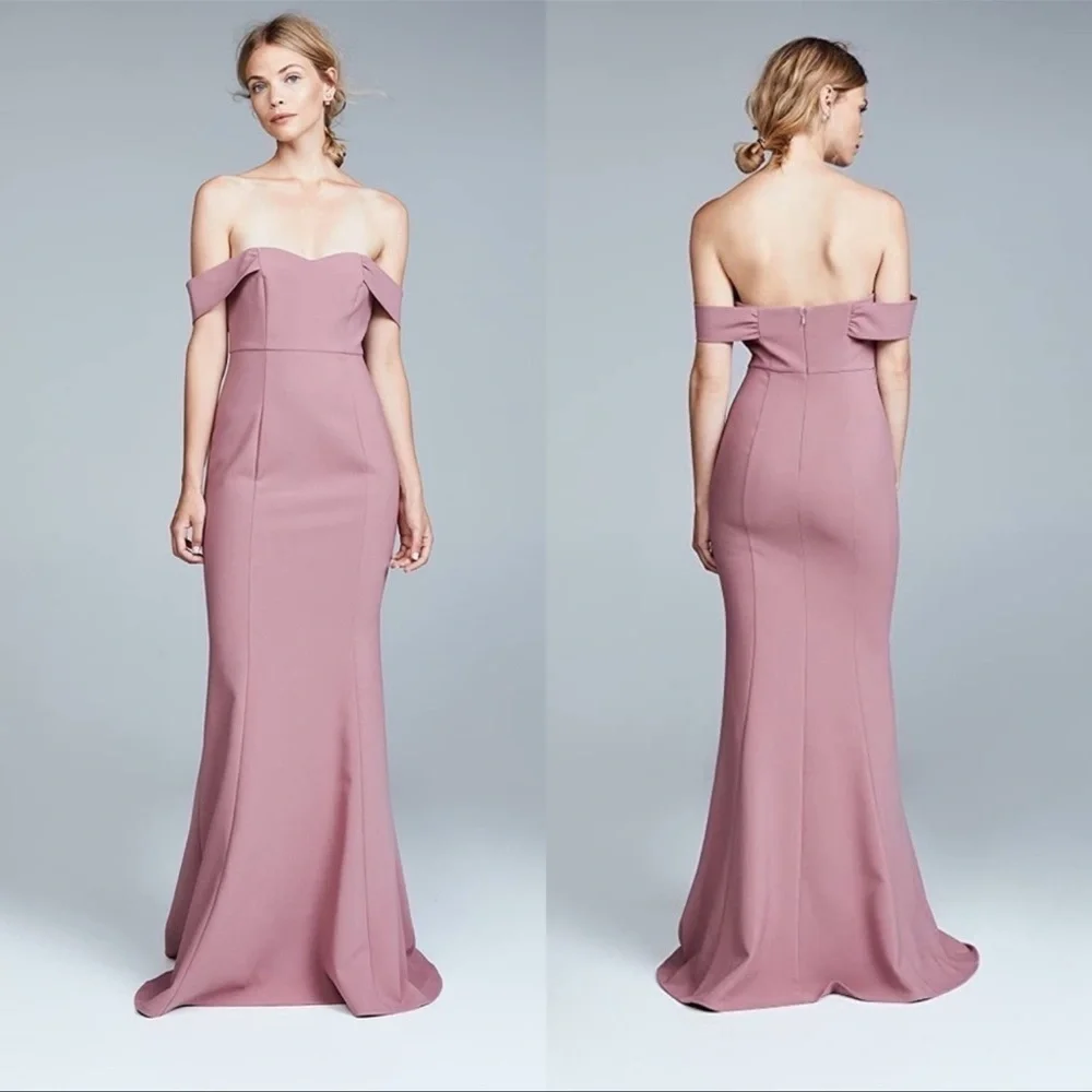 Likely Pink Mauve Off Shoulder Mermaid Bartolli Gown Dress in Nostalgia Rose - Picture 1 of 9